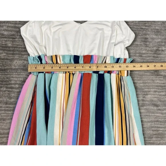 Main Strip Dress Womens Large Sleeveless Multicolor Striped Maxi Belted‎ Casual - Picture 5 of 13